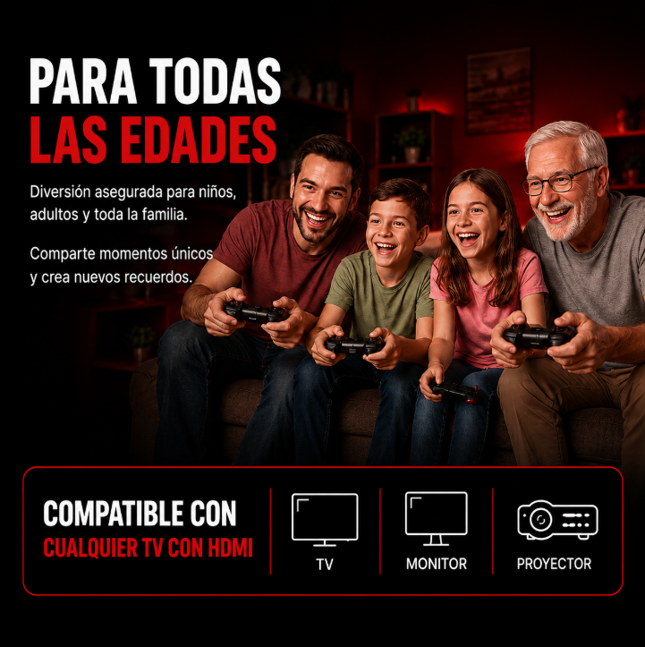RetroKit 4K — Consola Retro con +10.000 Juegos y 2 Mandos Inalámbricos